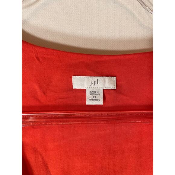 J.Jill Orange Floral Wrap Dress Short Flutter Sleeve Ruffle Hem Plus Size 2X - Picture 7 of 7